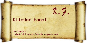 Klinder Fanni névjegykártya